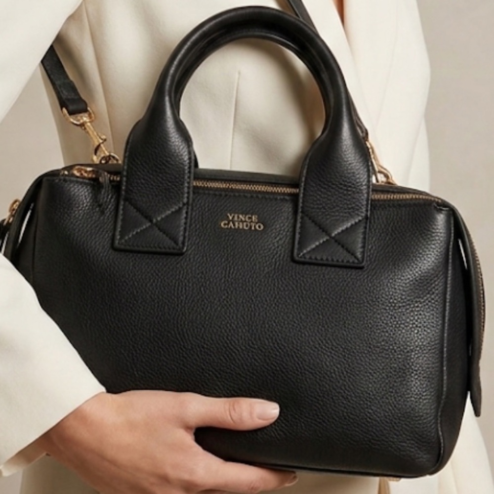 Vince Camuto  Jayde Satchel‎ Black Leather Crossbody Bag